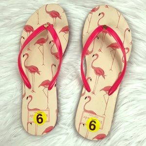 Kate Spade Flamingo Print Pink Rubber Flip Flops
